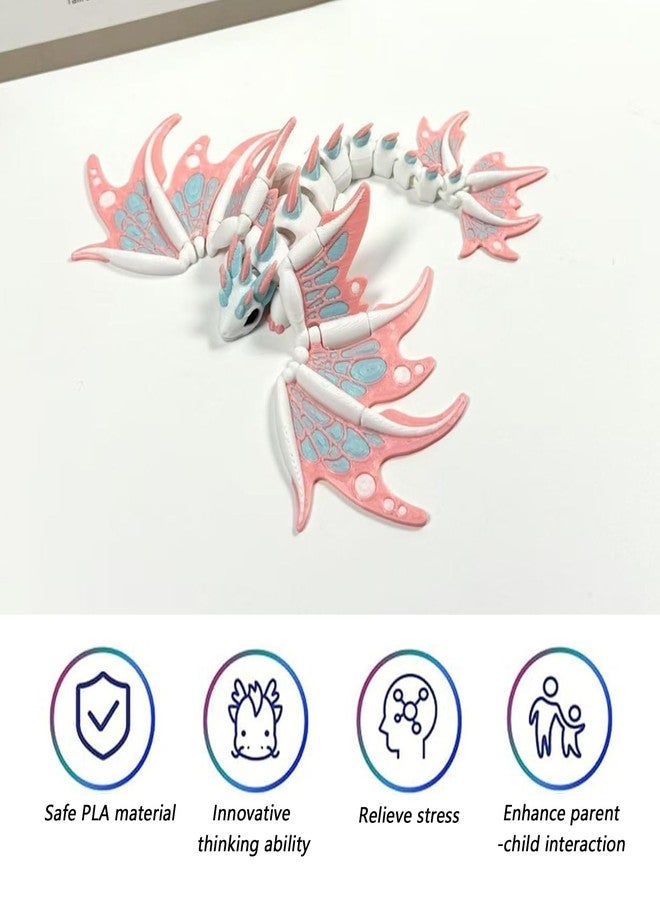 Kizcmvre 3D Printed Dragon with Wings - Articulated 7 Inch Pink Flying 3D Printed Dragon Toy,3D Printed Animal Fidget Toy for Creative Desk Pet Decor Fun Gift.(Pink) - Image 4